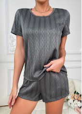 Dark Grey Marl Short Sleeve Lounge Top and Shorts | thumb picture 