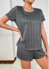 Dark Grey Marl Short Sleeve Lounge Top and Shorts | thumb picture 
