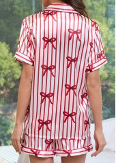 Red Striped Short Sleeve Lounge Top and Shorts | thumb picture 