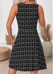 Black Plaid Sleeveless Round Neck Dress | thumb picture 