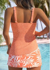 Mid Waisted Leaf Print Coral Tankini Set | thumb picture 