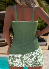 Mid Waisted Paisley Print Sage Green Tankini Set | thumb picture 