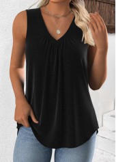 Black Sleeveless V Neck Tank Top | thumb picture 
