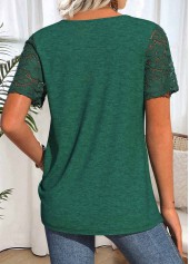 Blackish Green Short Sleeve Split Neck T Shirt | thumb picture 