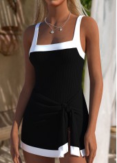 Black Square Neck One Piece Swimdress | thumb picture 