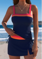 Mid Waisted Tie Navy Tankini Set | thumb picture 