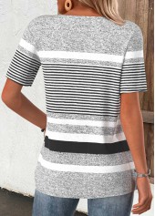 Light Grey Marl Striped Short Sleeve T Shirt | thumb picture 