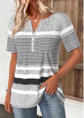 Light Grey Marl Striped Short Sleeve T Shirt | thumb picture 