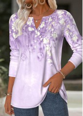 Light Purple Floral Print Long Sleeve T Shirt | thumb picture 