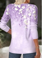 Light Purple Floral Print Long Sleeve T Shirt | thumb picture 