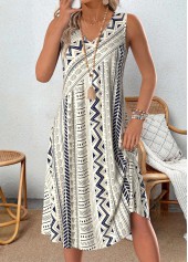 Multi Color Tribal Print A Line Sleeveless Dress | thumb picture 