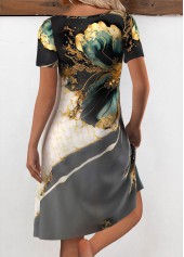 Multi Color Random Floral Print Short Sleeve Dress | thumb picture 