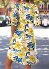 Multi Color Floral Print Short Half Sleeve Dress | thumb picture 