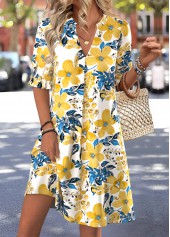 Multi Color Floral Print Short Half Sleeve Dress | thumb picture 
