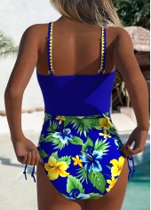 Floral Print Royal Blue One Piece Swimwear | thumb picture 