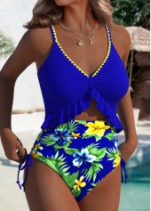 Floral Print Royal Blue One Piece Swimwear | thumb picture 