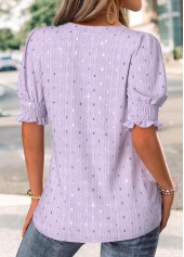 Light Purple Short Sleeve Split Neck Blouse | thumb picture 