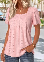Light Pink Short Sleeve Square Neck T Shirt | thumb picture 