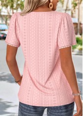 Light Pink Short Sleeve Square Neck T Shirt | thumb picture 