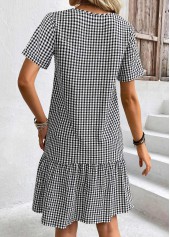 Black Plaid Short Sleeve V Neck Dress | thumb picture 