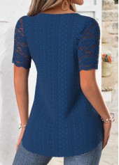 Navy Short Sleeve V Neck T Shirt | thumb picture 