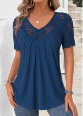 Navy Short Sleeve V Neck T Shirt | thumb picture 