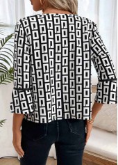 Black Geometric Print 3/4 Sleeve Coat | thumb picture 