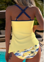 Mid Waisted Plants Print Light Yellow Tankini Set | thumb picture 