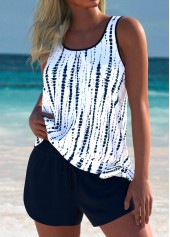 Mid Waisted Tie Dye Print Navy Tankini Set | thumb picture 