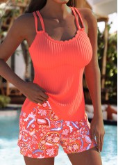 Mid Waisted Paisley Print Coral Tankini Set | thumb picture 
