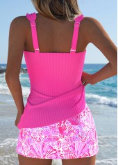 Mid Waisted Marine Life Print Hot Pink Tankini Set | thumb picture 