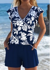 Floral Print Navy One Piece Swimwear | thumb picture 