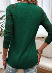 Blackish Green Long Sleeve V Neck T Shirt | thumb picture 