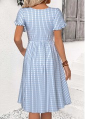 Light Blue Tummy Coverage Short Sleeve Round Neck Dress | thumb picture 