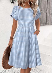 Light Blue Tummy Coverage Short Sleeve Round Neck Dress | thumb picture 