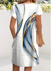 White Ombre Short V Neck Dress | thumb picture 