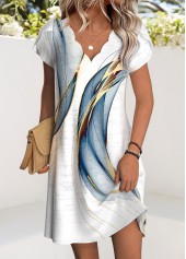 White Ombre Short V Neck Dress | thumb picture 