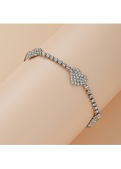 Silver Heart Design Rhinestone Alloy Anklet | thumb picture 