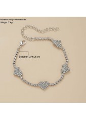 Silver Heart Design Rhinestone Alloy Anklet | thumb picture 