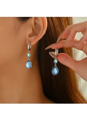 Blue Color Teardrop Alloy Detail Earrings
