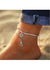 Silver Color Alloy Double Layer Anklet