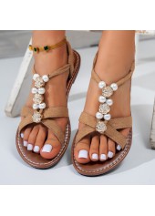 Light Camel Rubber Peep Toe Falt | thumb picture 