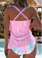 Mid Waisted Floral Print Light Pink Tankini Set | thumb picture 
