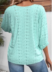 Cyan 3/4 Sleeve Round Neck Blouse | thumb picture 