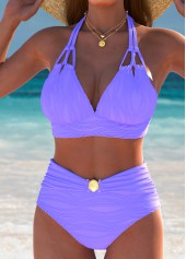 Mid Waisted Patchwork Purple Bikini Set | thumb picture 