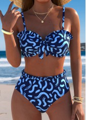 Mid Waisted Graffiti Print Navy Bikini Set | thumb picture 