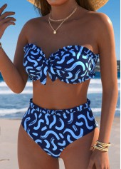 Mid Waisted Graffiti Print Navy Bikini Set | thumb picture 