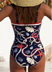 Marine Life Print Navy One Piece Swimwear | thumb picture 