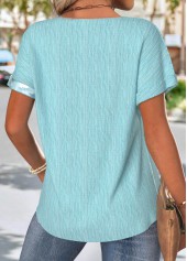 Blue Floral Print Short Sleeve Round Neck T Shirt | thumb picture 