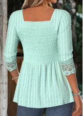 Mint Green Long Sleeve Square Neck Blouse | thumb picture 